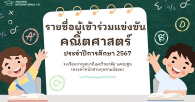 รายชื่อผู้เข้าร่วมแข่งขันคณิตศาสตร์ภายใน ประจำปีการศึกษา 2567