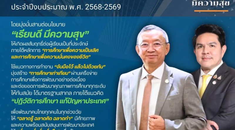 นโยบายการศึกษาของกระทรวงศึกษาธิการ ประจำปีงบประมาณ พ.ศ. 2568-2569